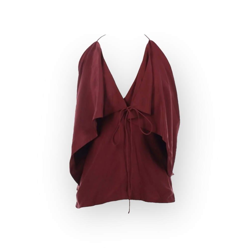 new Robert Rodriguez ✦ Chic Draped Overlay Strappy Silk Cami Top ✦ Wine 12 L XL - Picture 5 of 17